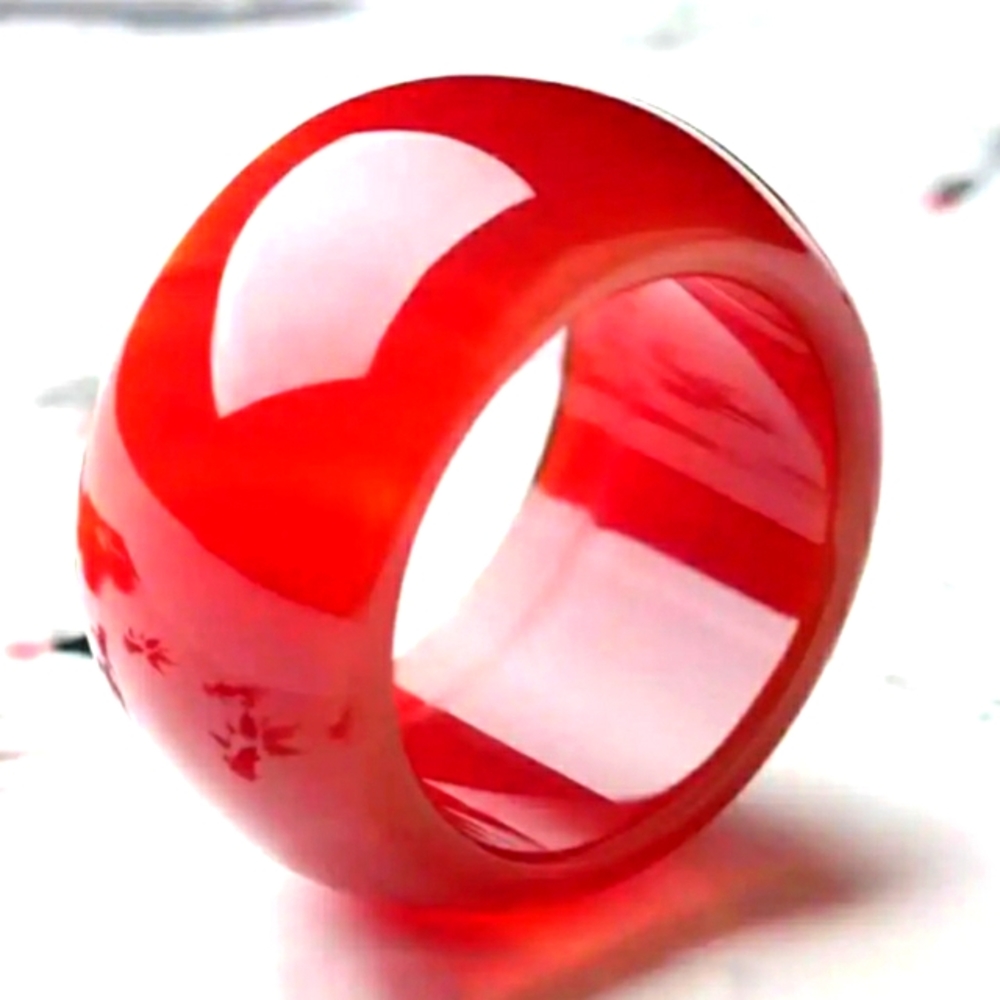 Natural Red Agate Men's Ring